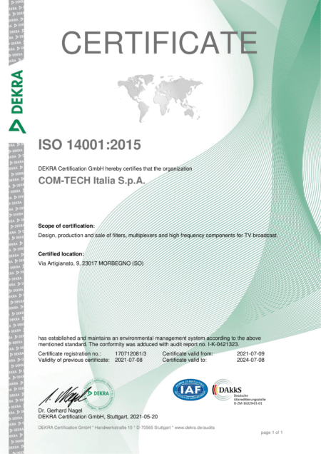 ISO 14001:2015 Certificate